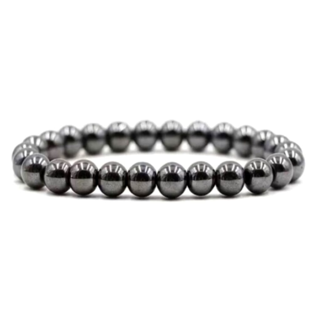 NEW! Gorgeous Genuine HEMATITE Beaded Stretchy Bracelet